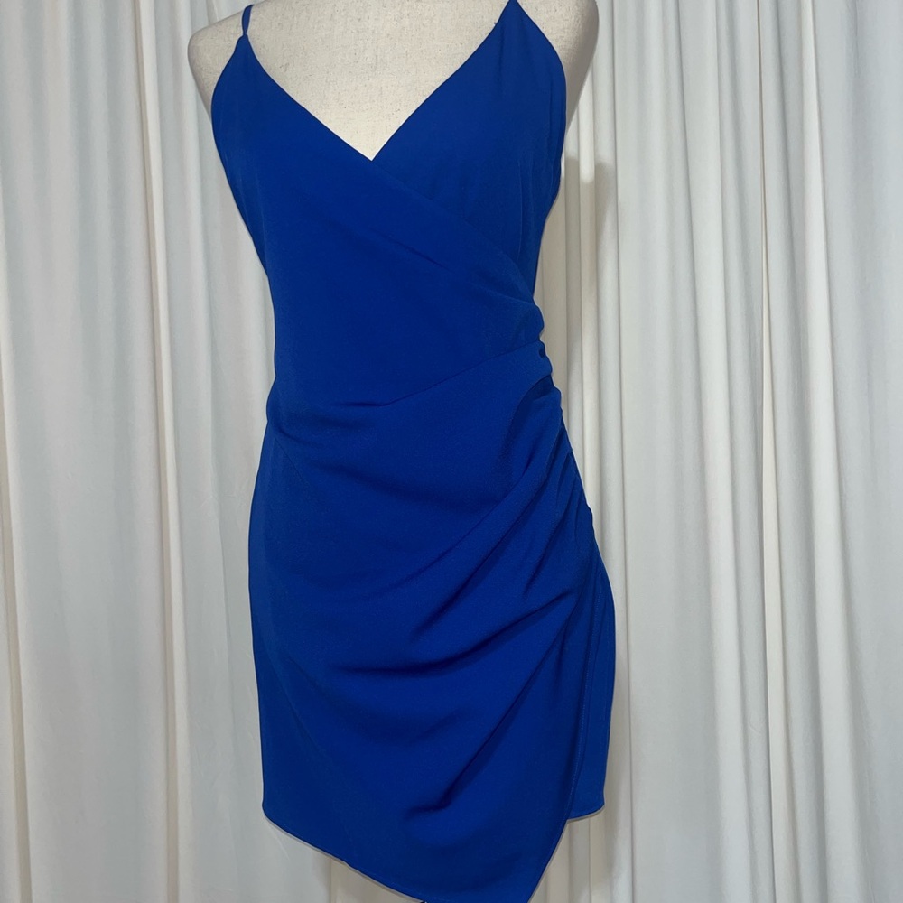 Lovers + Friends Yara Dress- Cobalt Mini Dress with Asymmetrical Hem Size S - Picture 6 of 8